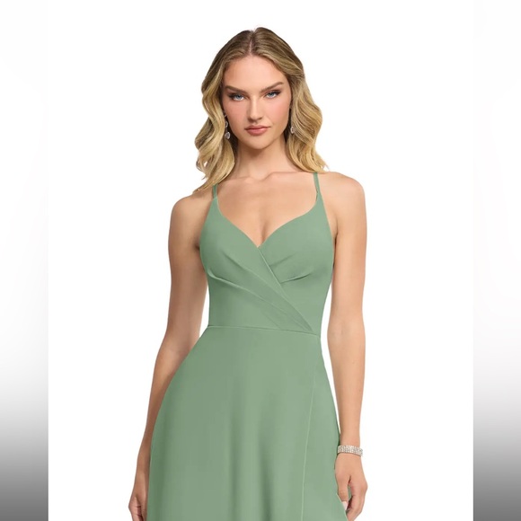 Size A6 Azazie Matcha Chiffon Bridesmaid dress style: Davis. Worn once - Picture 3 of 7